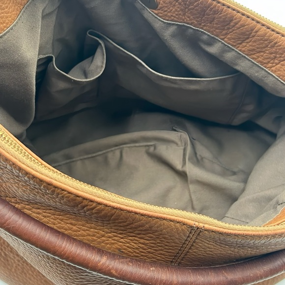 J Crew Tan Pebbled Leather Crossbody Hobo Shoulder Bag Multi Pocket Top Handle - Picture 9 of 15